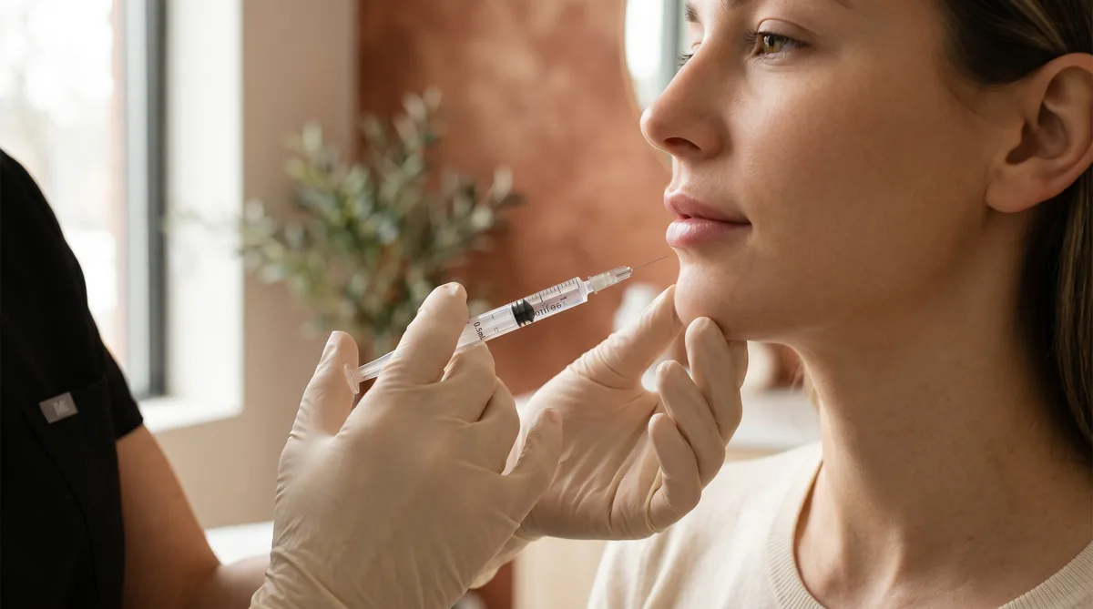 Lip filler injection demonstration in a Toronto medspa