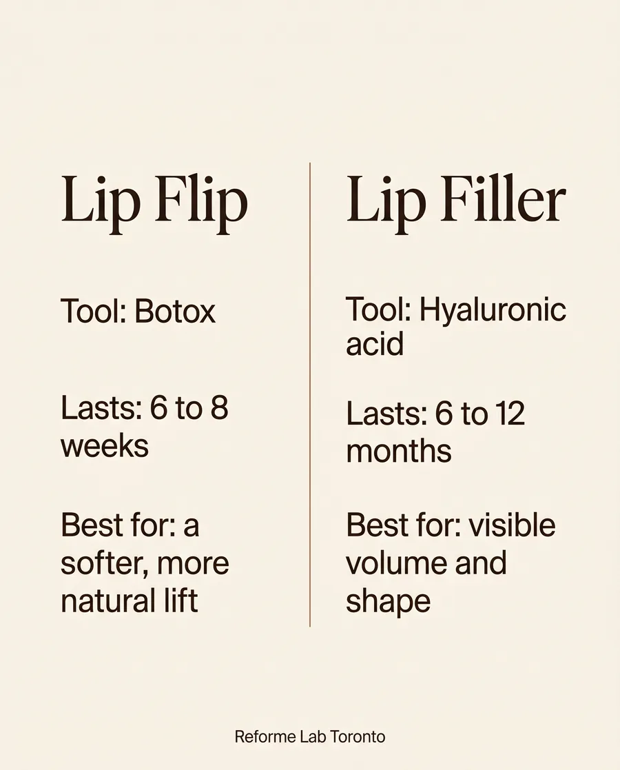 Lip Flip vs Lip Filler comparison infographic