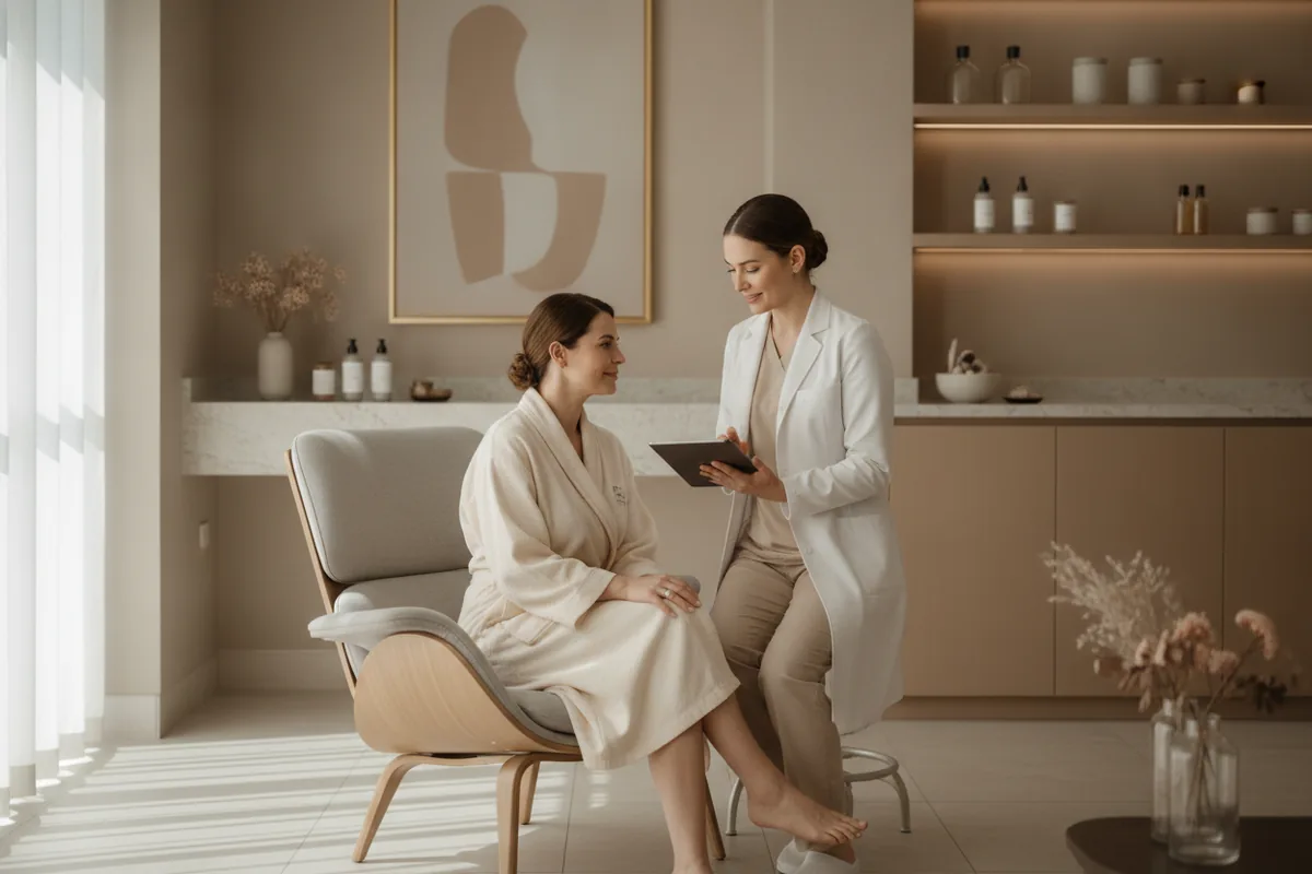 Aesthetic practitioner planning a combined Botox and filler treatment with a client